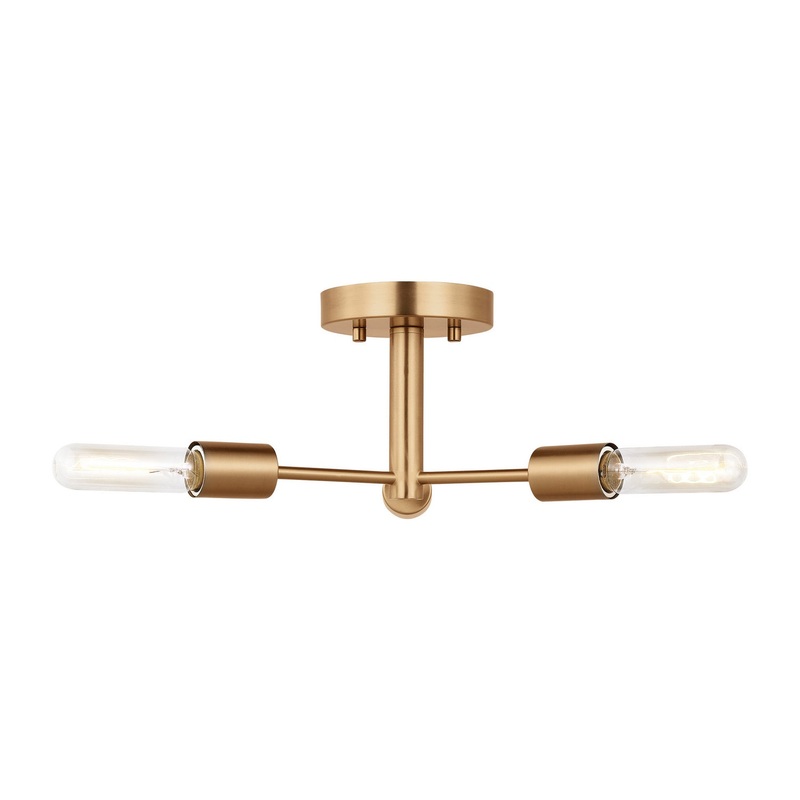 Axis 3-Light Semi-Flush Mount in Satin Brass