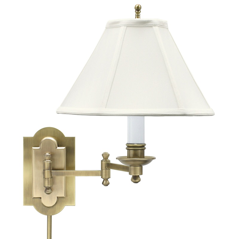 Club Swing-Arm Wall Lamp with Linen Softback Shade