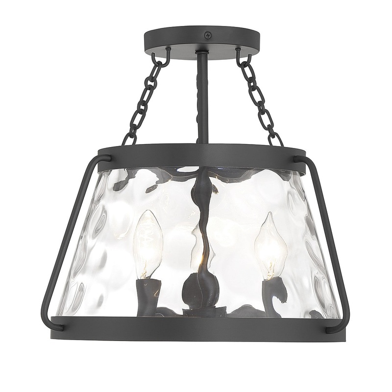 Crawford 3-Light Semi-Flush Mount in Matte Black