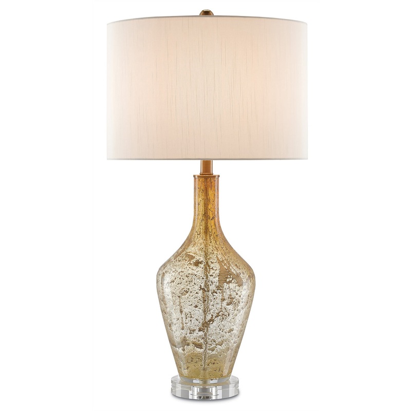 Habib 1-Light Table Lamp in Champagne Speckle with Eggshell Shantung Shade