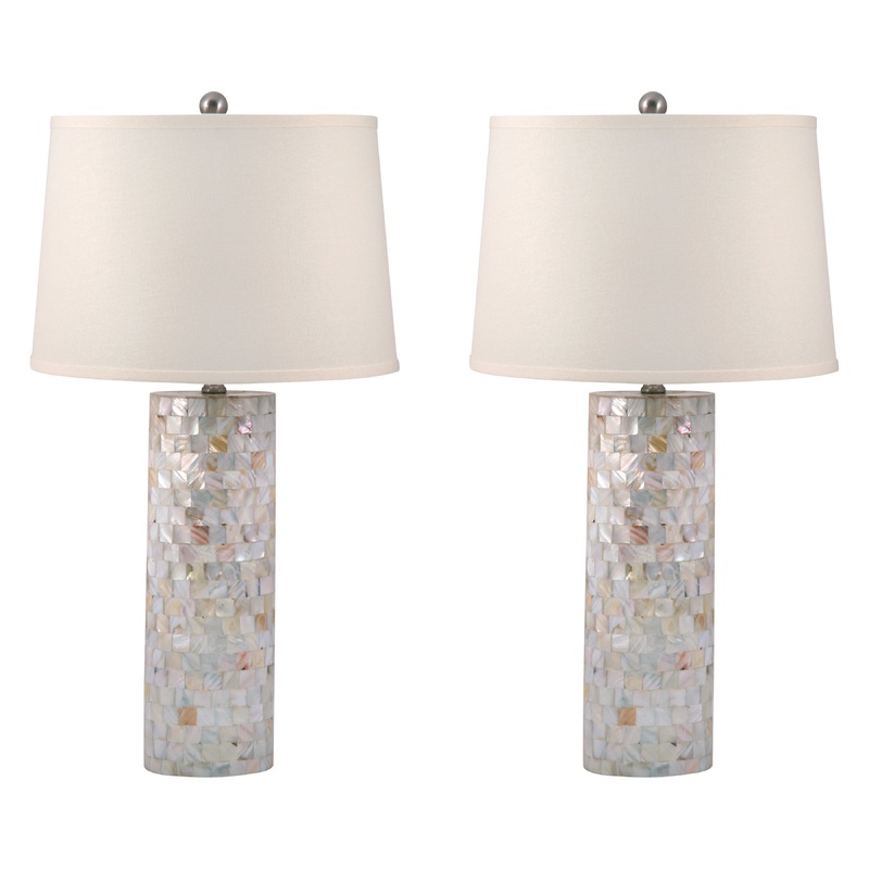 Mother Of Pearl Cylinder Table Lamp