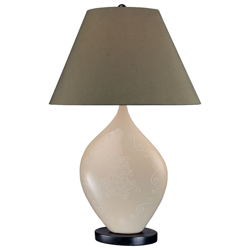 1-Light Table Lamp in Cream with Fabric Shade