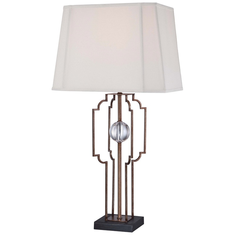 1-Light Table Lamp with Cream Linen Fabric Shade