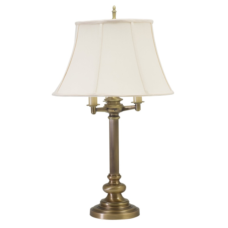 Newport 30" Six-Way Table Lamp with Off-White Linen Softback Shade