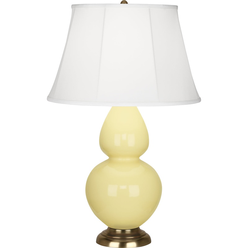 Double Gourd Table Lamp with Ivory Stretched Fabric Shade