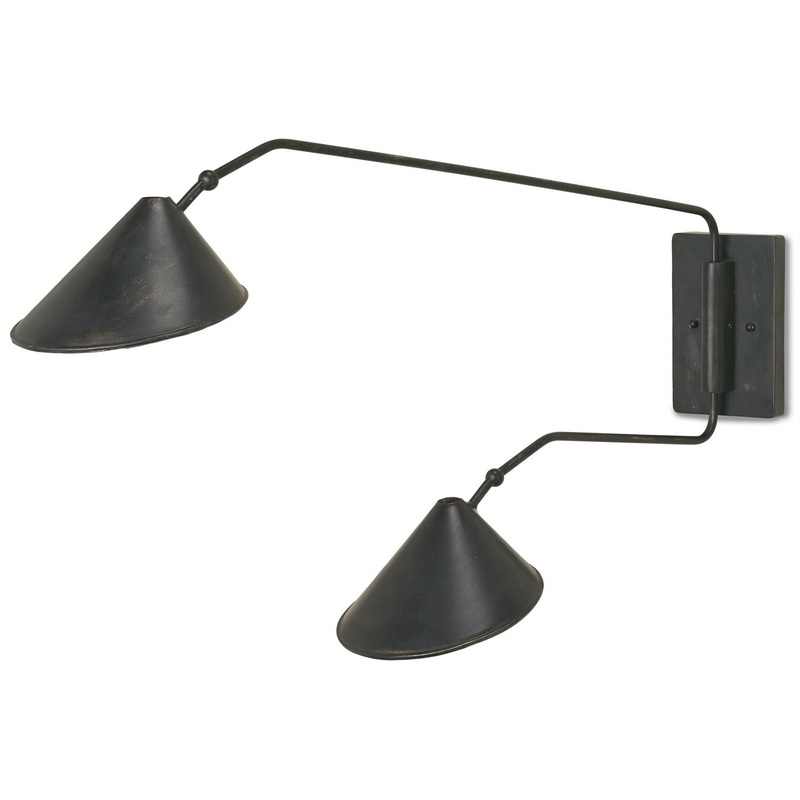 Serpa 2-Light Wall Sconce in French Black & Gold Leaf