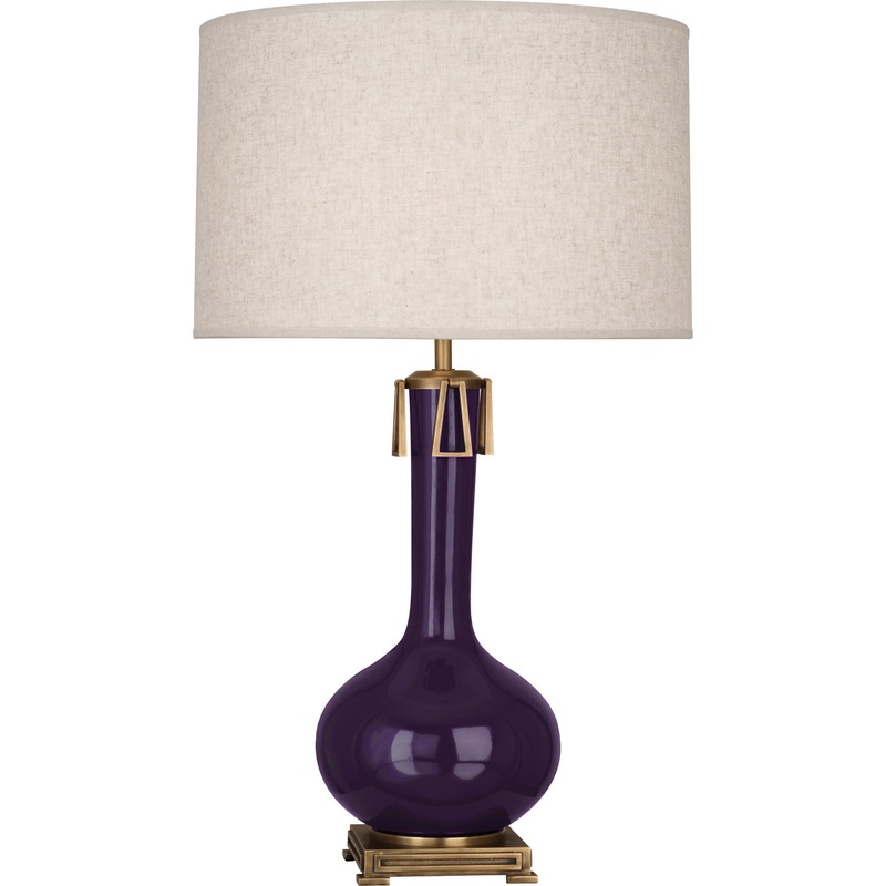 Athena Table Lamp with Open Weave Heather Linen Shade