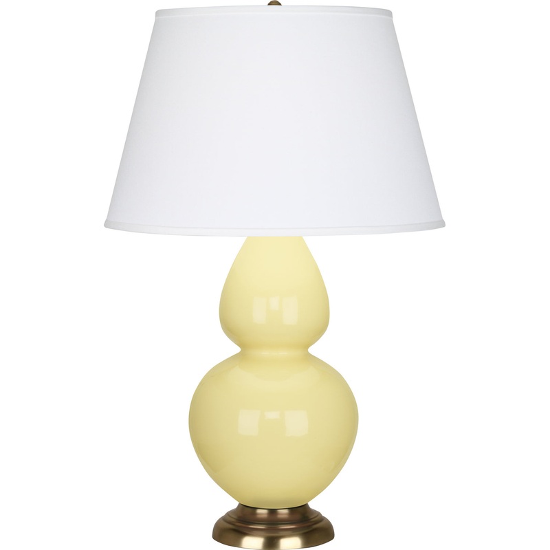Double Gourd Table Lamp with Pearl Dupioni Fabric Shade