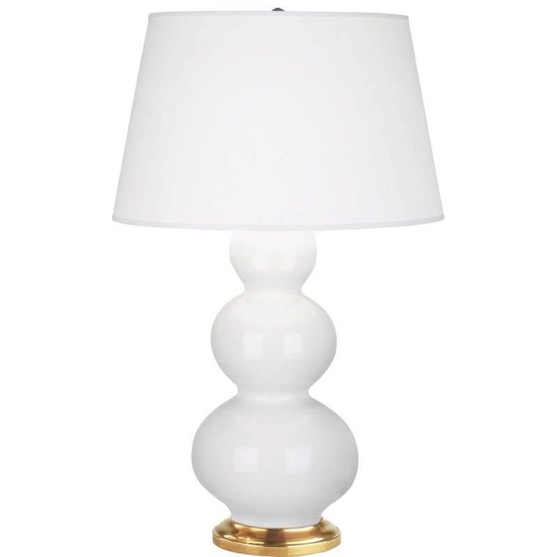 Triple Gourd Table Lamp with Pearl Dupioni Fabric Shade