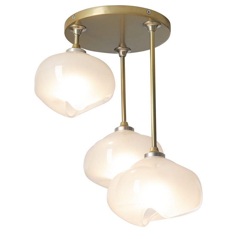 Ume 3-Light Semi-Flush in Modern Brass