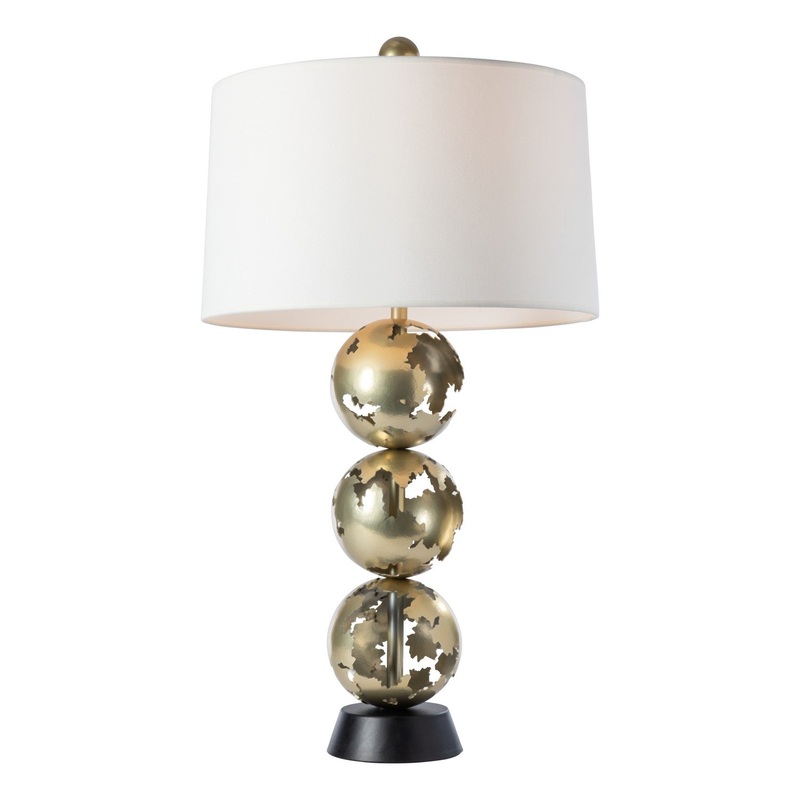Pangea Tall Table Lamp in Modern Brass with Black Accent