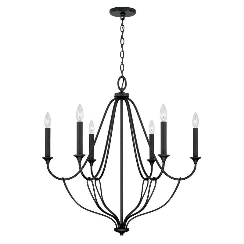 Bentley Six Light Chandelier in Black Iron