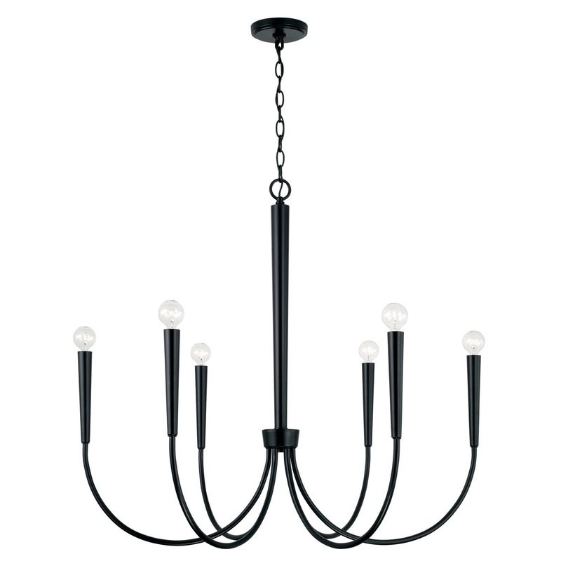 Holden Six Light Chandelier in Matte Black