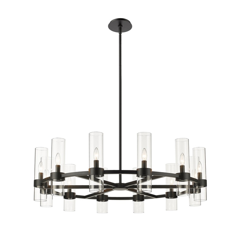 Datus 12 Light Chandelier in Matte Black