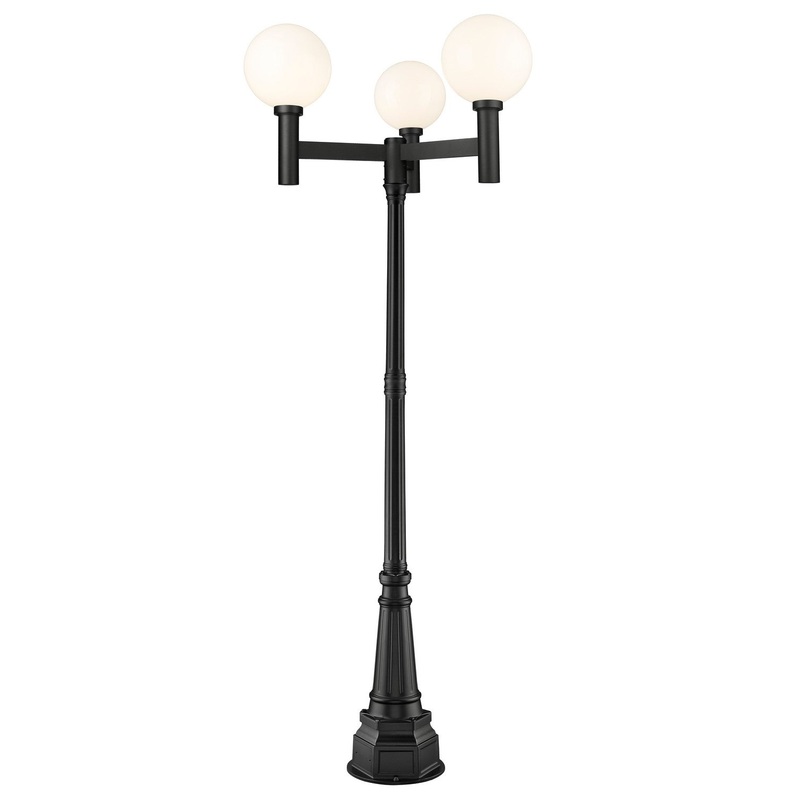 Laurent Three Light Outdoor Post Mount in Black