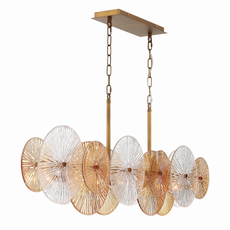 Sue-Anne Eight Light Chandelier in Plated Brass