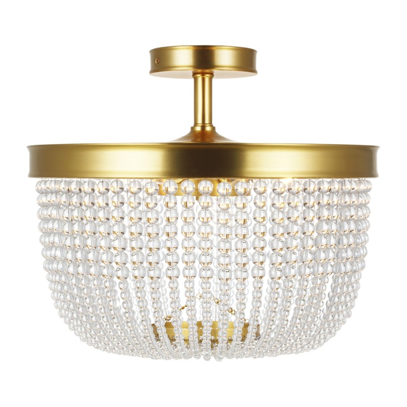 Summerhill Six Light Semi Flush Mount in Burnished Brass