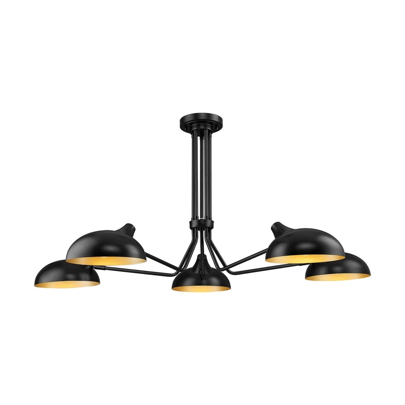 Bellamy Five Light Semi Flush Mount in Matte Black