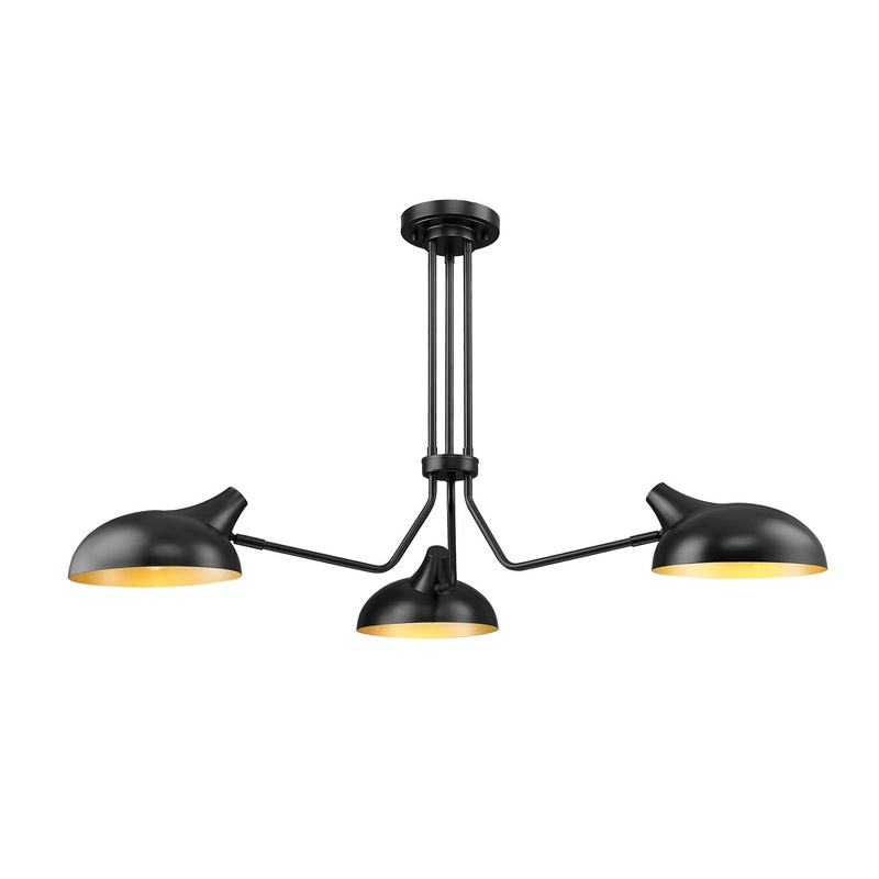Bellamy Three Light Semi Flush Mount in Matte Black