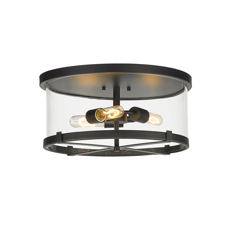 Callista Three Light Flush Mount in Matte Black