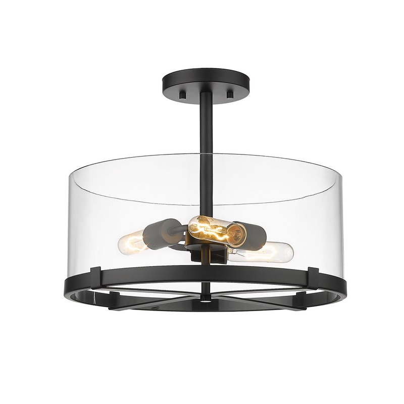 Callista Three Light Semi Flush Mount in Matte Black