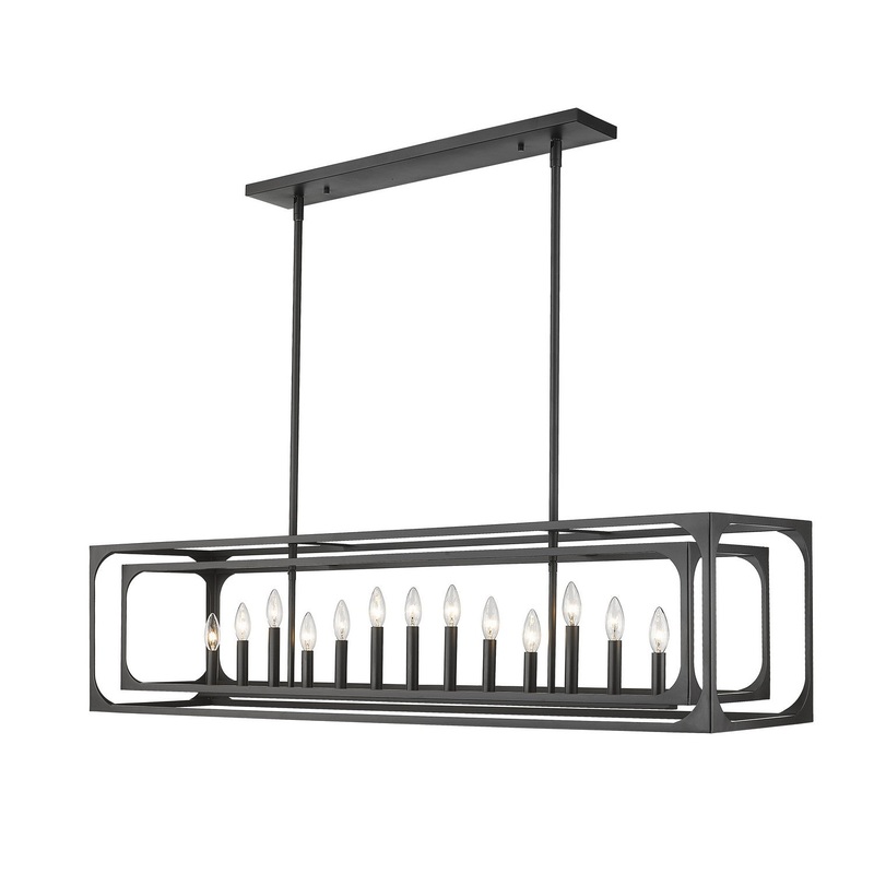 Easton 13 Light Island Pendant in Matte Black
