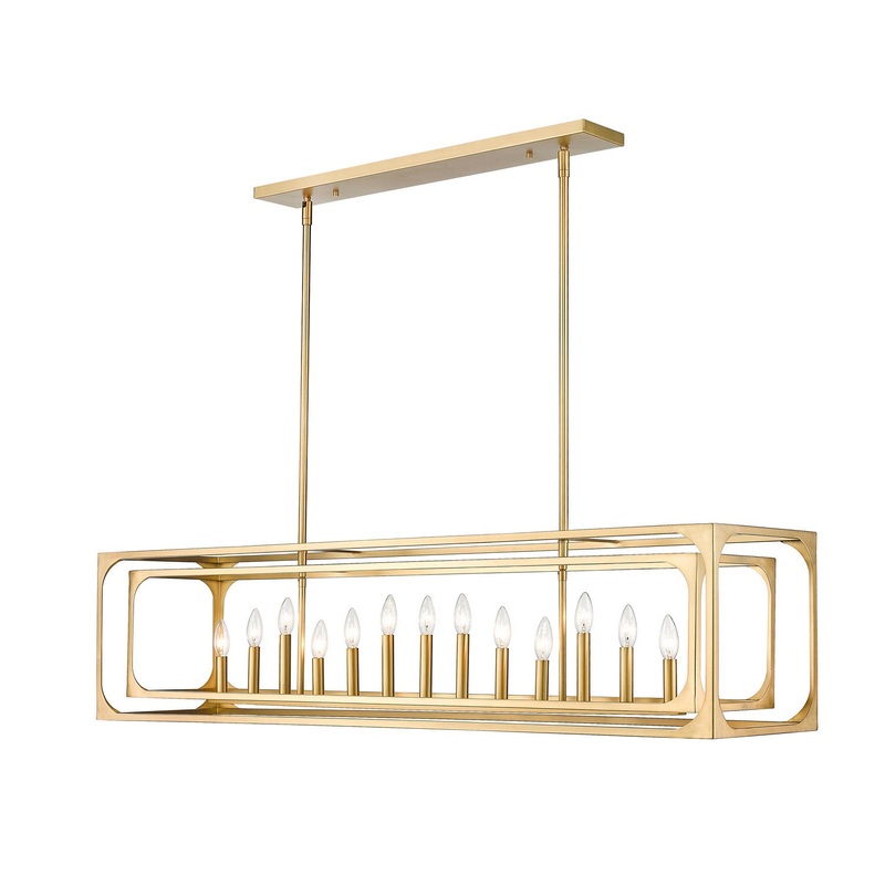 Easton 13 Light Island Pendant in Rubbed Brass