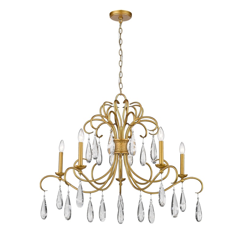 Amara Five Light Chandelier in Gilded Gold