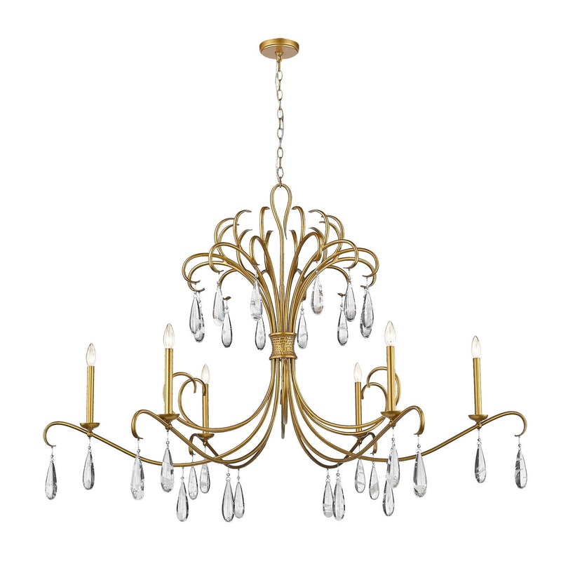 Amara Six Light Chandelier in Gilded Gold