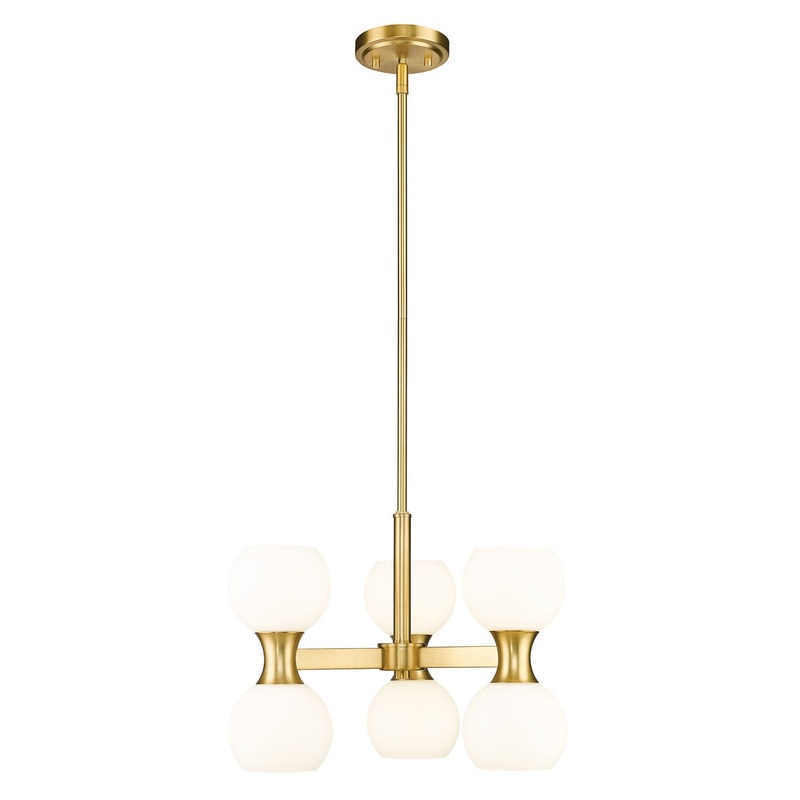 Artemis Six Light Chandelier in Modern Gold