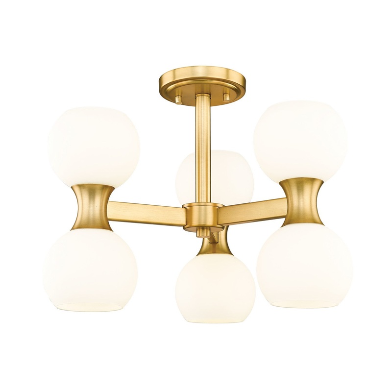 Artemis Six Light Semi Flush Mount in Modern Gold