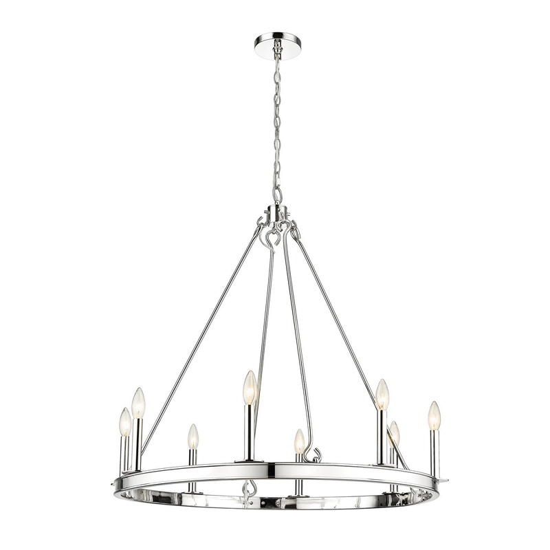 Barclay Eight Light Chandelier in Polished Nickel