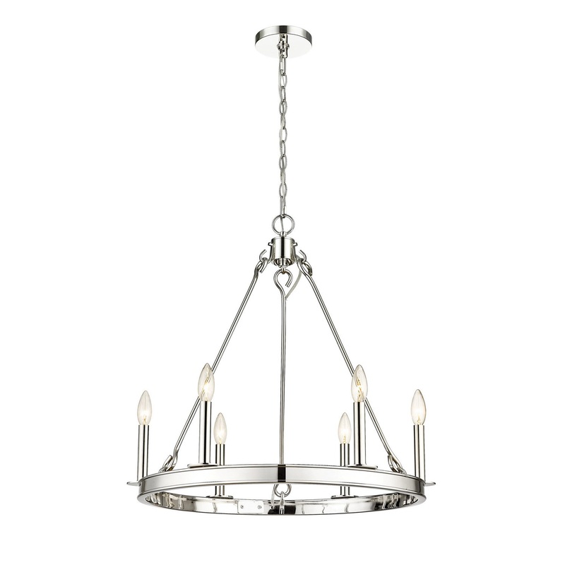 Barclay Six Light Chandelier in Polished Nickel
