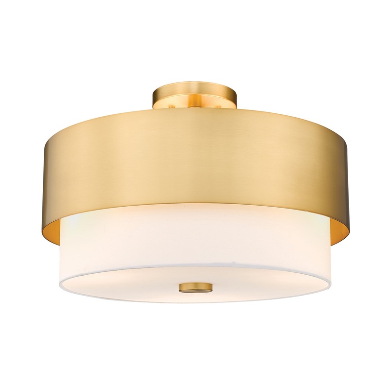 Counterpoint Three Light Semi Flush Mount in Modern Gold