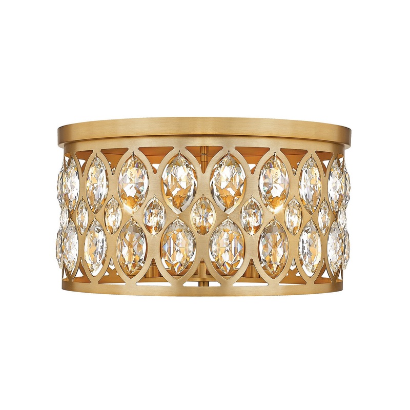 Dealey Five Light Flush Mount in Heirloom Brass
