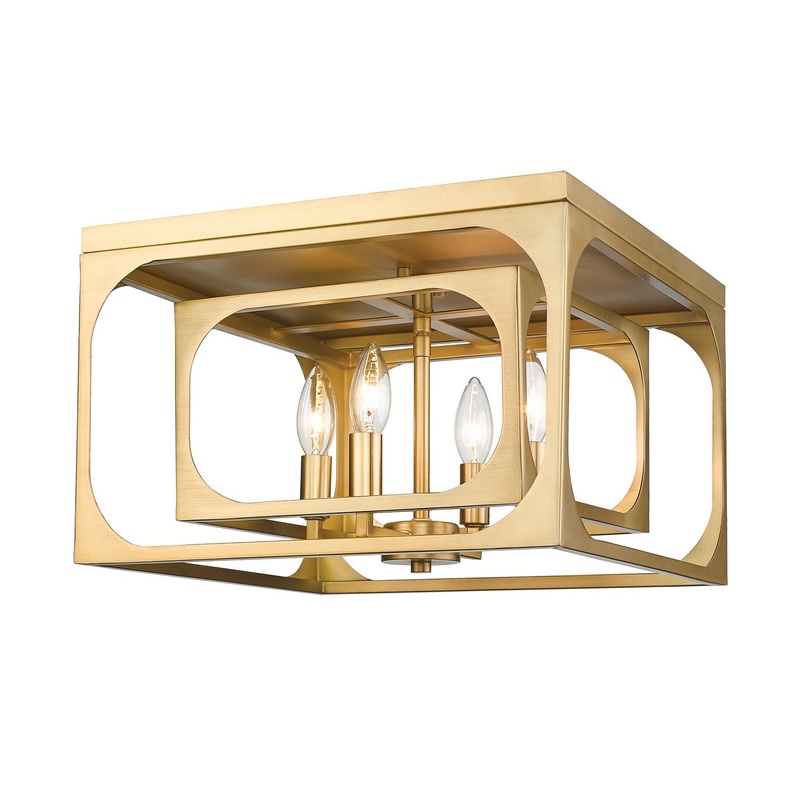 Easton Four Light Flush Mount in Rubbed Brass
