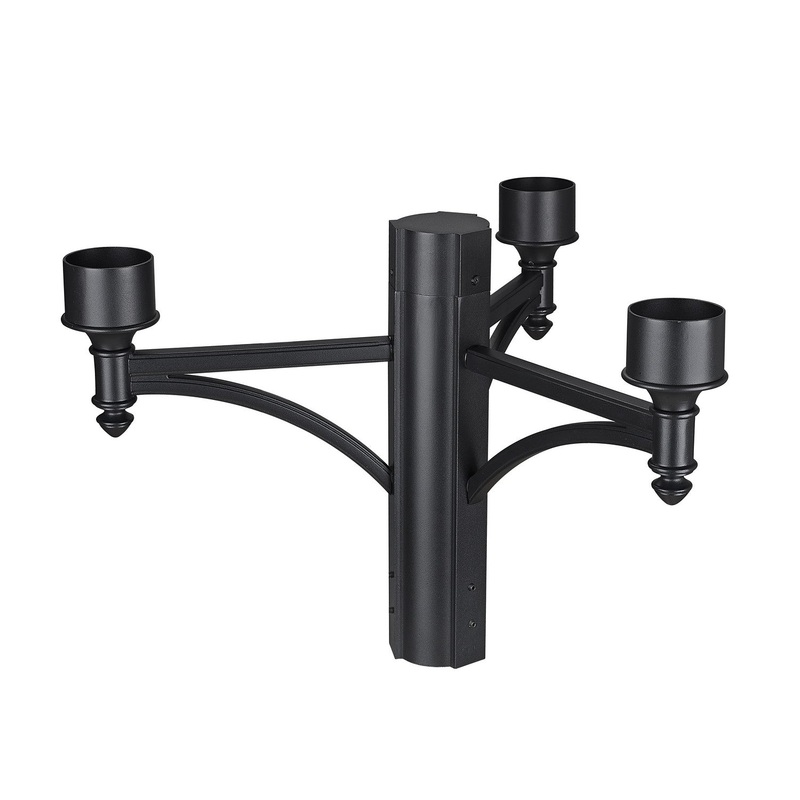 Outdoor Three Light Outdoor Posts/Hardware in Black