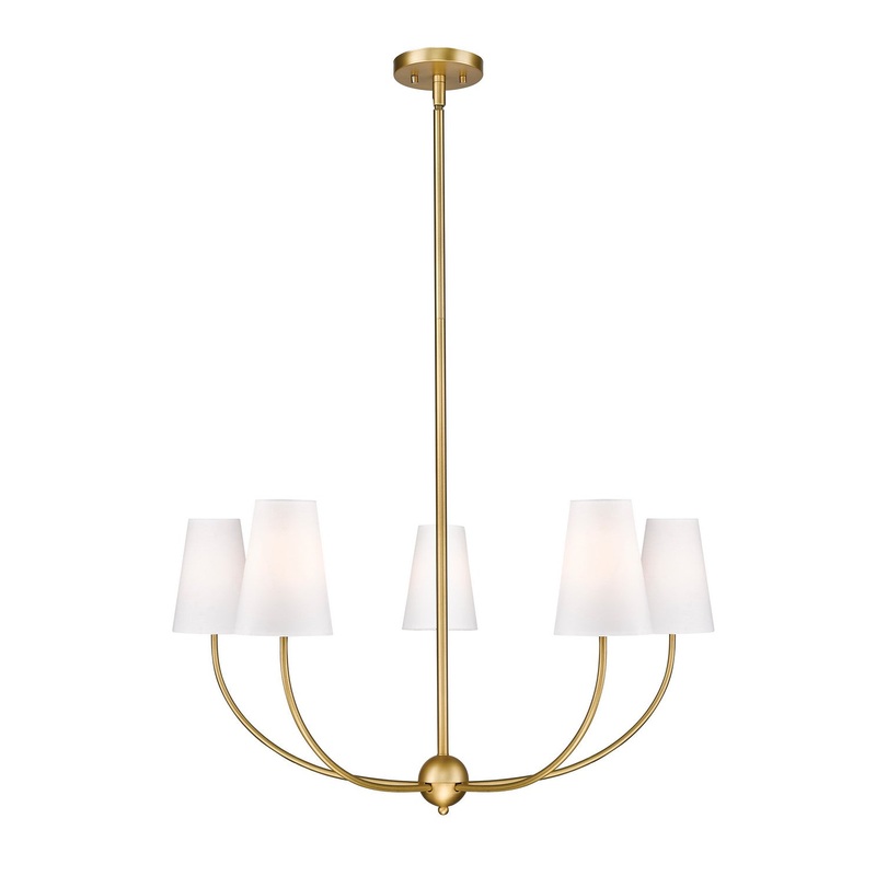 Shannon Five Light Chandelier in Rubbed Brass