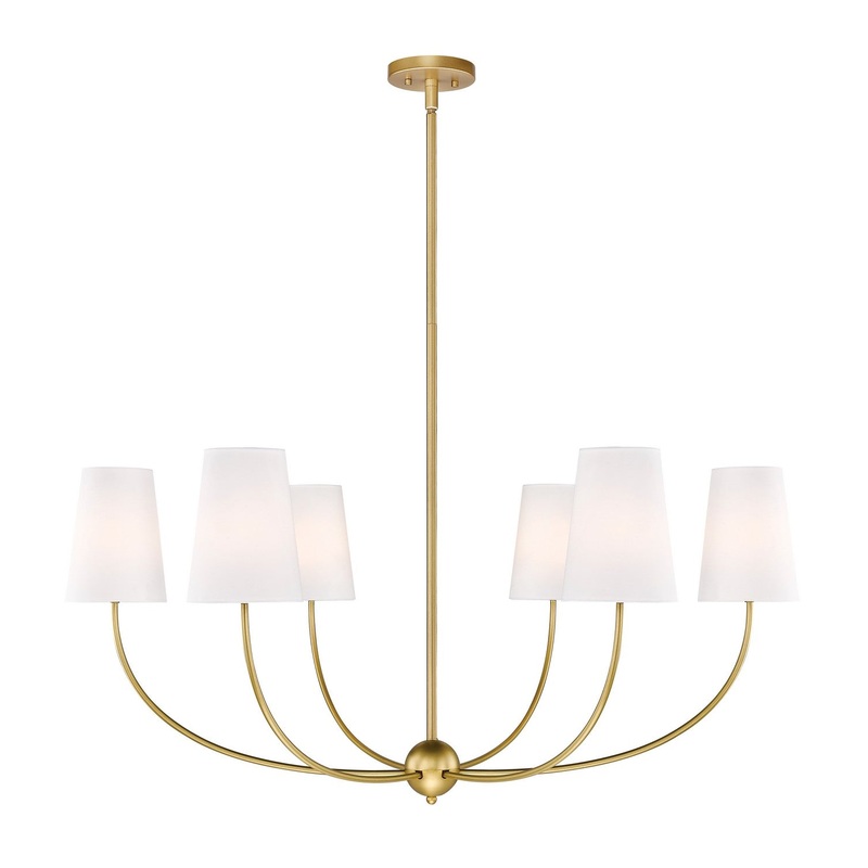 Shannon Six Light Chandelier in Rubbed Brass
