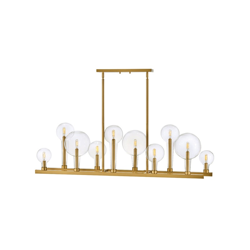 Alchemy Ten Light Linear Chandelier in Lacquered Brass