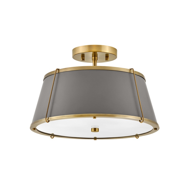 Clarke Two Light Semi-Flush Mount in Lacquered Dark Brass