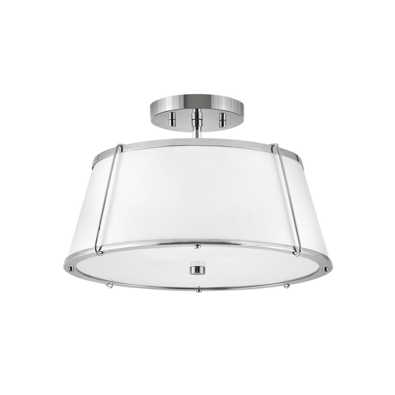 Clarke Two Light Semi-Flush Mount in Polished Nickel