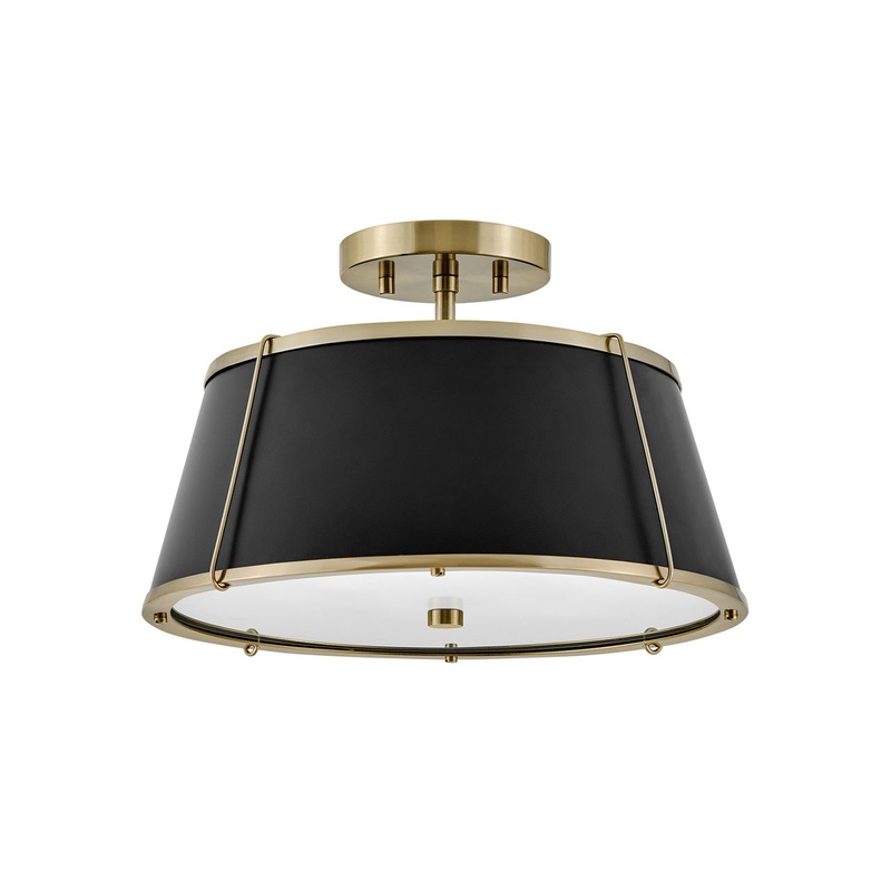 Clarke Two Light Semi-Flush Mount in Warm Brass