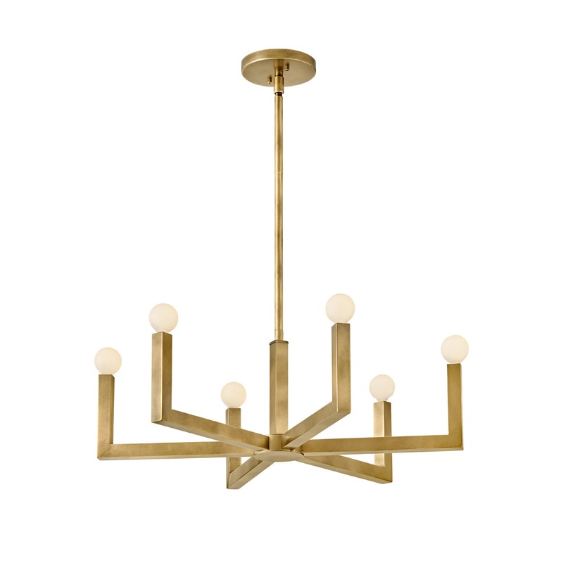 Ezra Six Light Chandelier in Heritage Brass
