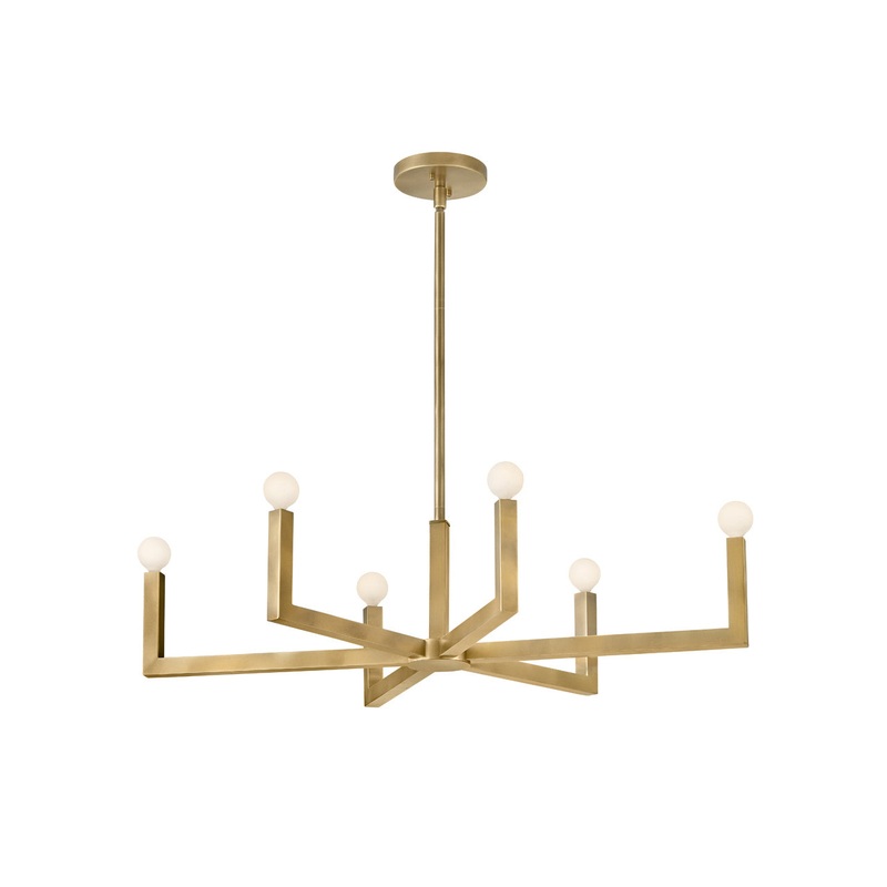 Ezra Six Light Linear Pendant in Heritage Brass