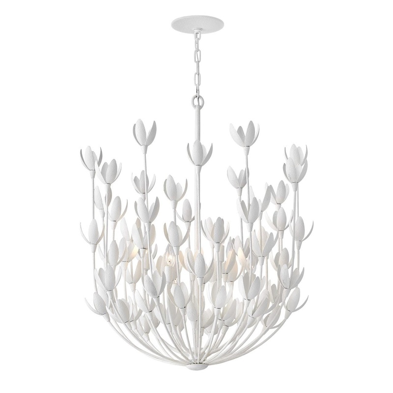 Flora Six Light Chandelier in Textured Plaster
