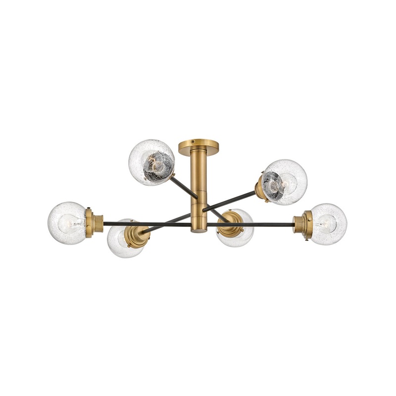 Poppy Six Light Semi Flush Mount in Black