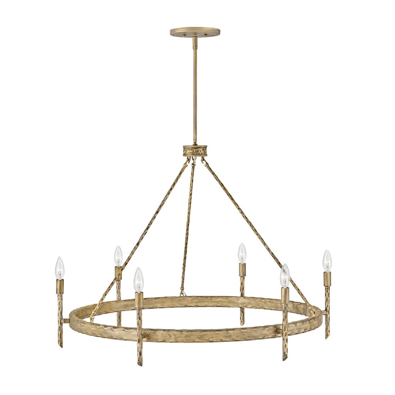 Tress Six Light Chandelier in Champagne Gold