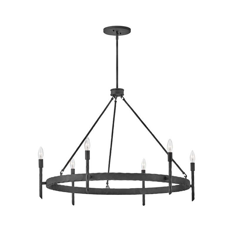 Tress Six Light Chandelier in Forged Iron