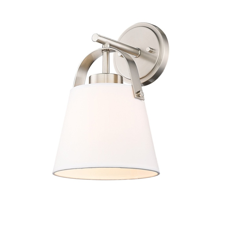 Z-Studio Linen Pendant One Light Wall Sconce in Brushed Nickel